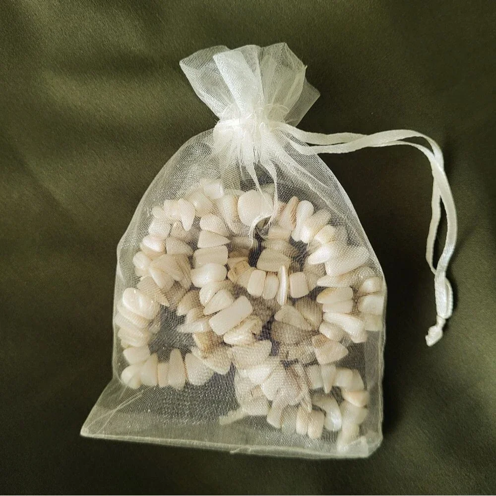 Vintage Cream Shell Chip Necklace & Bracelet Set